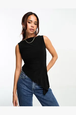 ASOS Slash neck tank top with ruffle godet detail in
