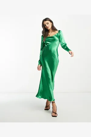 Urban Threads Cowl neck satin midi dress in