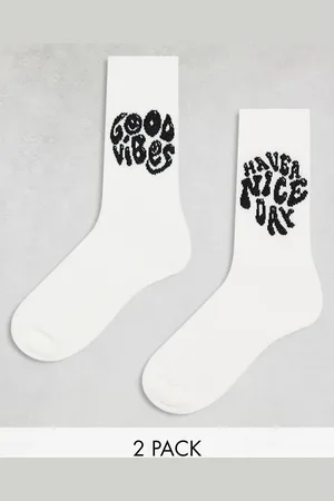 ASOS 2 pack sock with positive slogans in