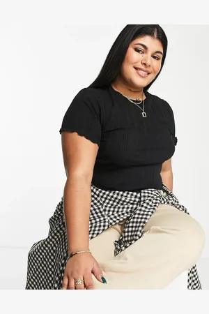 ASOS ASOS DESIGN Curve slim fit t-shirt with lettuce edge in mixed rib in