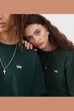 Vans Left chest logo oversized t-shirt in dark green