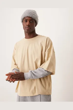 ASOS Extreme oversized long sleeve t-shirt with double layer sleeves in beige