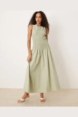 ASOS Shirred waist maxi dress in sage