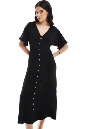 ASOS Roll sleeve button front midi tea dress in
