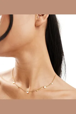 ASOS 14k plate necklace with faux pearl disk design