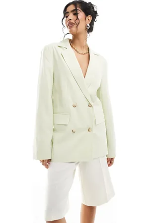 Miss Selfridge Slouchy oversized double breasted blazer in lime
