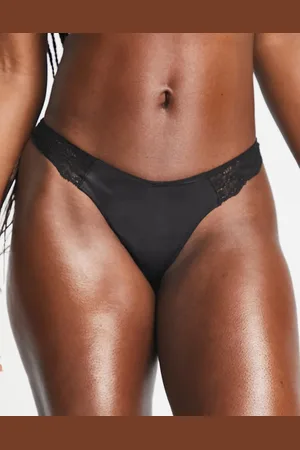 Monki Satin brief with lace detail in