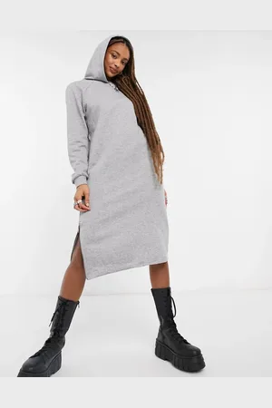 Noisy May Midi hoodie sweat dress with side zips in