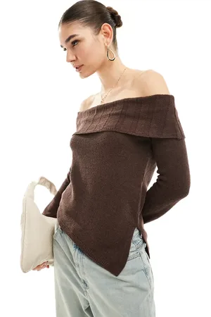 Pimkie Knit fold detail asymmetric neckline top in