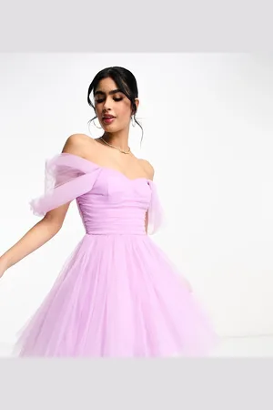 Lace & Beads Exclusive wrapped tulle mini dress in lilac
