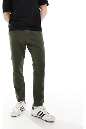 Only & Sons Linen mix cropped trouser in dark khaki