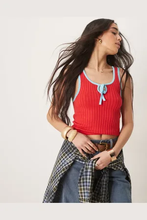 Free People All star ribbed tank top in and turquoise