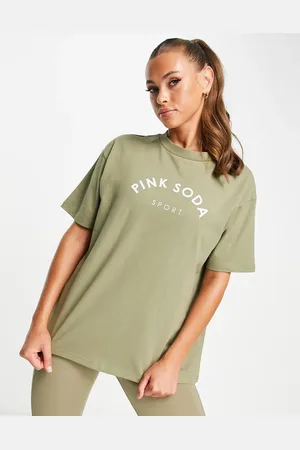Pink Soda Boyfriend logo t-shirt in olive