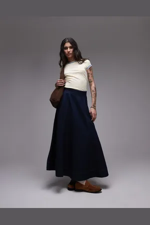 Topshop Denim full maxi skirt in raw look indigo