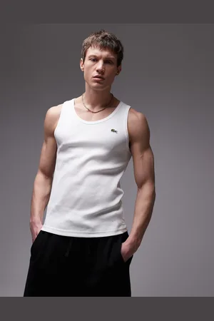 Lacoste Ribbed vest in off