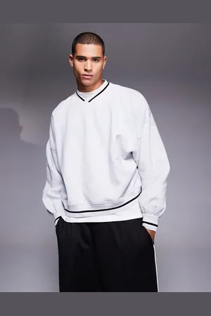 ASOS Extreme oversized boxy v neck sweatshirt in marl