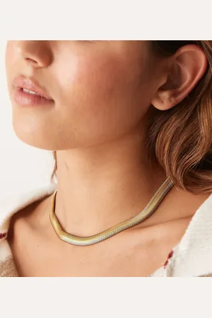 LOST SOULS Stainless steel 18ct plated statement flat snake chain necklace