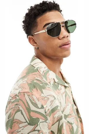 ASOS Archive aviator sunglasses in with green lens
