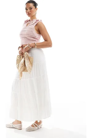 Pull&Bear Tiered maxi skirt in