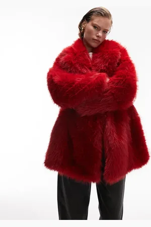 Topshop Faux fur panelled coat in