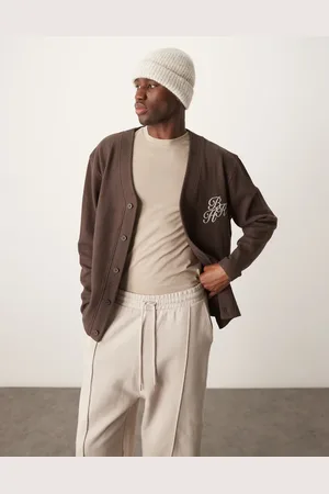 ASOS Oversized cardigan in waffle texture with chest embroidery in