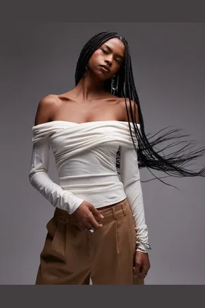 & OTHER STORIES Jersey top with draped off shoulder in off