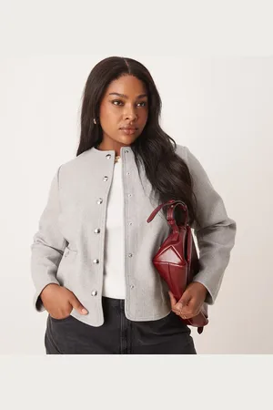 New Look New Look Curve collarless button down jacket in