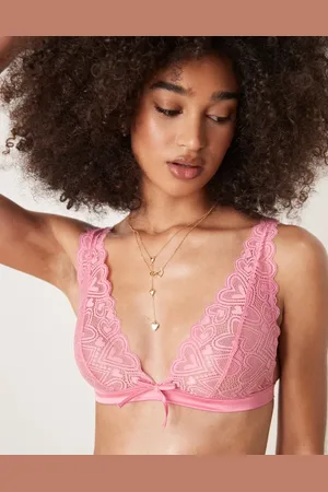 ASOS Blake heart lace high apex soft bra with corset detail in pink