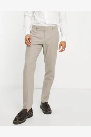 River Island Slim flannel suit trousers in ecru
