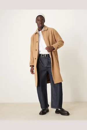 Abercrombie & Fitch Wool blend mac coat in light marl