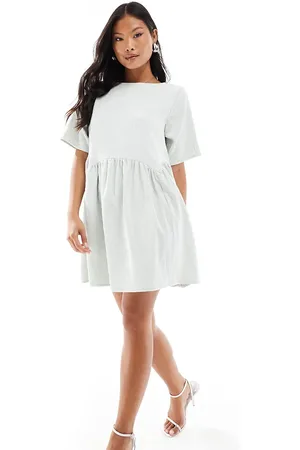 ASOS ASOS DESIGN petite cord smock tee with waist seam detail in mint
