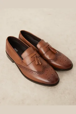 ASOS Brogue loafer in tan leather with tassel