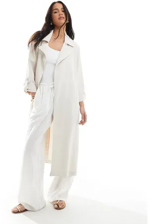 Stradivarius Crinkle trench in ecru