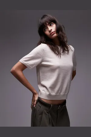ARKET Merino wool short sleeve t-shirt in light beige