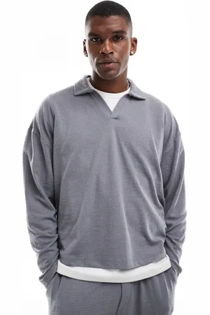 ASOS Oversized boxy textured polo in blue