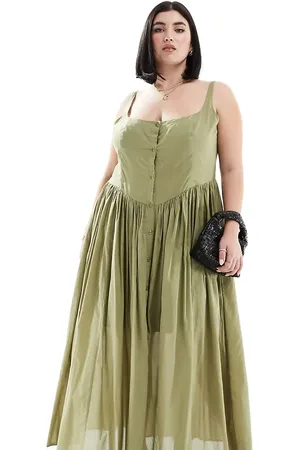 ASOS ASOS DESIGN Curve voile picnic midi sundress in green