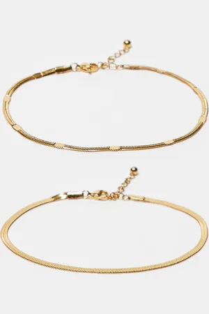 ASOS Pack of 2 waterproof stainless steel anklet with snake chain design in tone