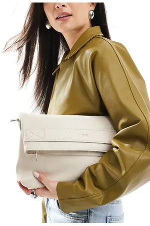 PASQ Fold over clutch bag with crossbody strap in off
