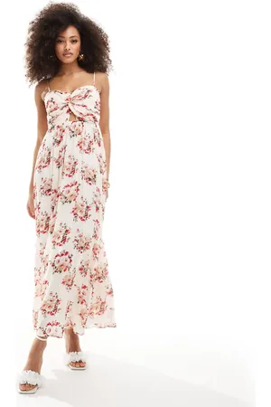& OTHER STORIES Midaxi bustier dress with keyhole twist front detail in floral print