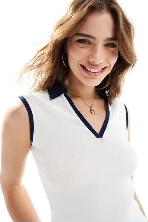 Stradivarius Polo top with piping detail in