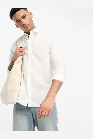 SELECTED Long sleeve linen mix shirt in