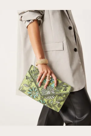 True Decadence Floral sequin envelope clutch bag in