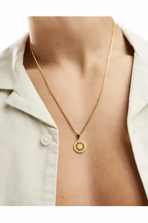 ASOS Waterproof stainless steel necklace with round pendant in tone
