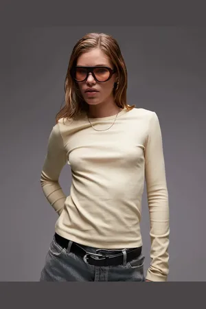 & OTHER STORIES Ribbed long sleeve top in buttermilk yellow