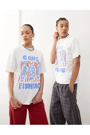 Reclaimed Unisex fisherman graphic t-shirt in
