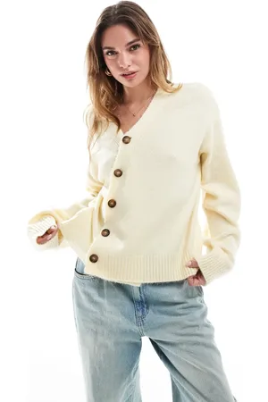 ASOS Knitted asymmetric cardigan in buttermilk