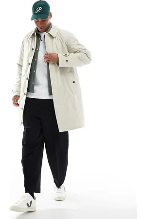 Ralph Lauren Shield logo lined walking coat in stone grey