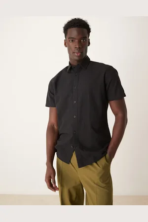 SELECTED Linen blend short sleeve shirt in