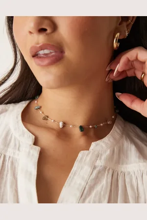 ASOS Short necklace with mixed sized semi precious chippings in tone