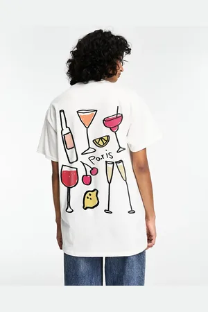 ASOS Oversized t-shirt with paris wine and cheese graphic in